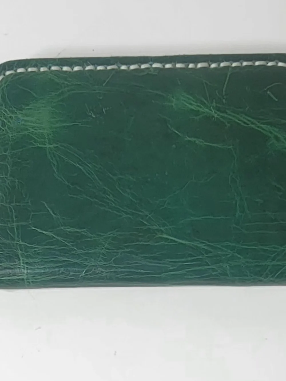Hand Made Genuine Lether Wallet Slim Bifold Cash & Card Holder Stitched Green
